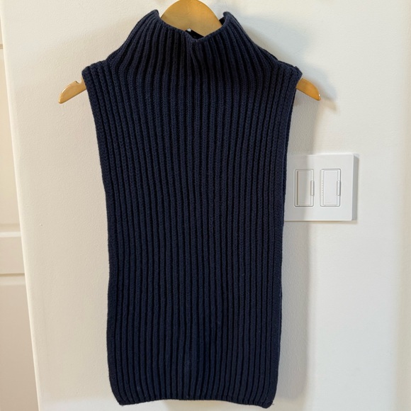 MAX MARA Ribbed Cashmere Balaclava Collar Poncho in Navy NWOT One Size - Picture 5 of 12